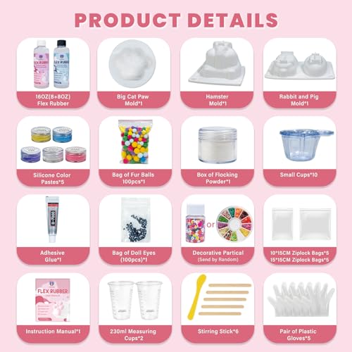 Taba Squishy Kit 16 OZ Liquid Silicone for Squishy Making Kit Fufu Squishies Making Kits Silicone Rubber DIY Decompression Gift