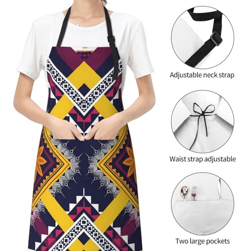 KKdskkds Tribal Boho Geometric Multi-Purpose Adjustable Waterproof Apron With Pocket For Men Women - color: Tribal Boho Geometric