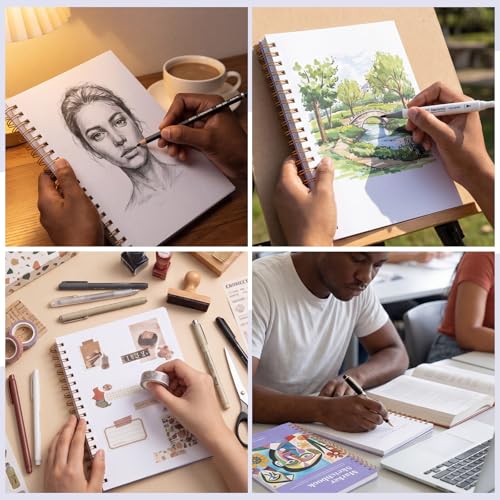 Prudiut Marker Paper Sketchbook 5.8x8.3 in, 120Gsm Acid Free Spiral Binding 1 Pack, Anti Bleed Double Sided Drawing Pad for Beginners Artists Gift, Multi Media Art Supplies Portfolio Book - size: 5.8×8.3 Inch (1 Pack)