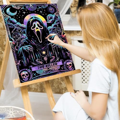 Paint by Numbers for Adults, Skull Moon Star Paint by Number Kits on Canvas | Paint by Numbers DIY Acrylic Oil Easy Halloween Painting by Numbers for Beginner Home Wall Decor 16X20 inch (Without Frame)