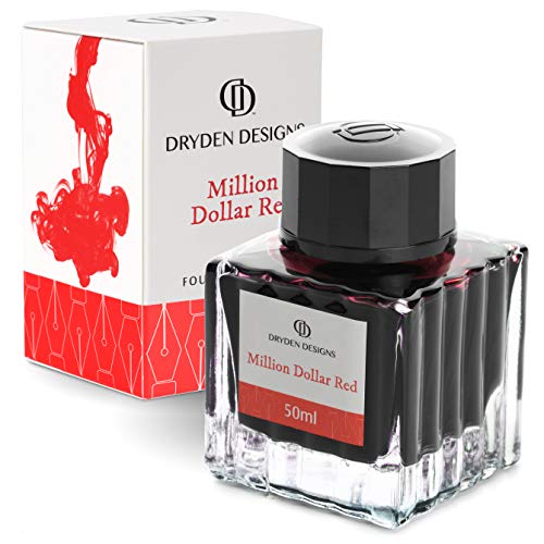 Dryden Designs Ink Bottle for Fountain Pen | Luxury Edition, Smooth Flow, Compact Designed 50ml Million Dollar Red - color: Red [Million Dollar Red] Ink Bottle
