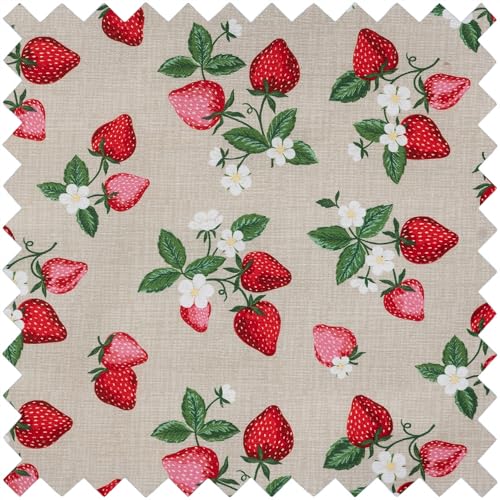 Hobby Gift Medium Sewing Box Organiser, Fabric Covered Storage Box with Handle, Internal Tray, Pin Cushion and Pocket for Sewing, Quilting and Knitting Supplies - color: Strawberries