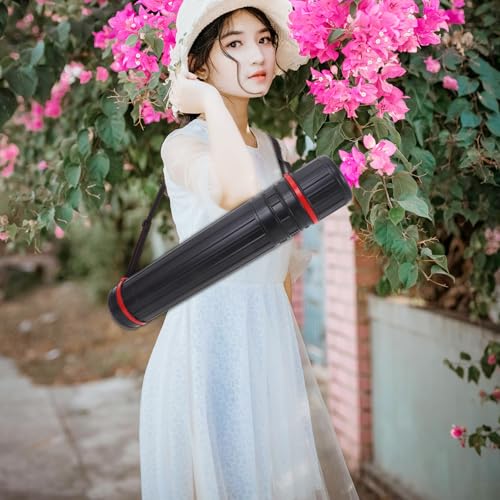 Hemobllo Telescoping Poster Tube Small Plastic Storage Tube with Cap Adjustable Extendable Black Art Blueprint Mailing Transport Case for Document and Drawing Storage