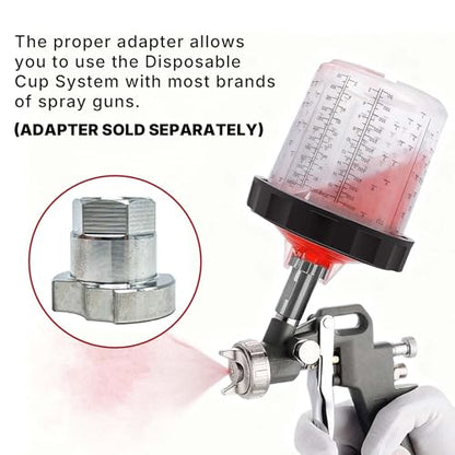 LAUCO 4 Pack Paint Spray Gun Hard Cup Set, 400ML (13.5 Oz) Reusable Mixing Cups with Retainer Rings, Compatible with Disposable Paint Cup Liner and Lid Systems for Automotive Paint, Primer, Clear Coat - size: 400ML
