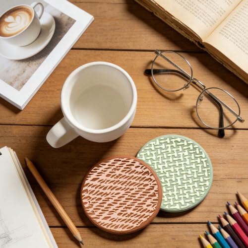 4 Pcs Fabric Textures Element Clay Texture Mat Polymer Clay Texture Sheets DIY Tools for Pottery Earring Jewelry Making Stamp Engraving Machines, 4x2.6inch - style: Fabric Textures