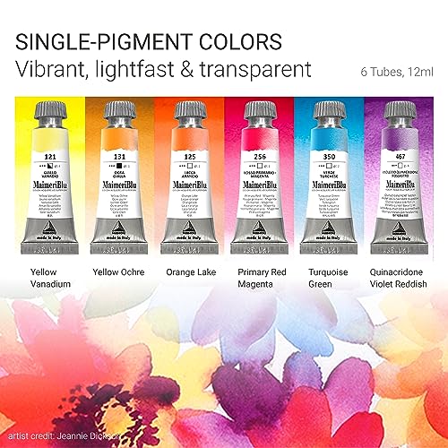 MaimeriBlu, Jeannie Dickson Artist Set, Watercolor Paint, 12ml, 6 Tubes – Professional Watercolor Painting Supplies