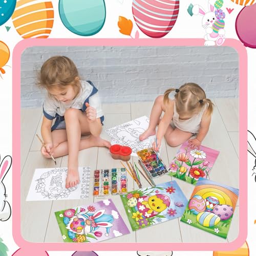 Anseal 12 Packs Pre Drawn Canvas to Paint, 5" X 7" Pre Printed Canvas for Kids, Pre Stretched Canvas Outline Painting Boards for Beginners, Students, Party Favor (Easter) - color: Easter
