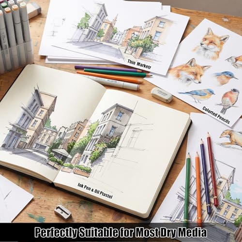 Hardcover Sketch Book, 110lb/180GSM Sketchbook for Drawing Painting, 160 Pages/80 Sheets Sketch Pad, 5×7 in Drawing Book Art Supplies for Teens, Adults, Artists - size: 5×7 Inch (1 Pack)