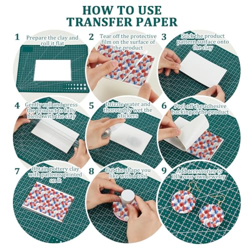 OLYCRAFT 24Pcs Independence Day Clay Transfer Paper 4 Styles Transfer Paper for Polymer Red Blue Flower Polymer Clay Transfer Sheets Floral Transfer Paper for Clay Earrings Jewelry Making - style: Independence Day