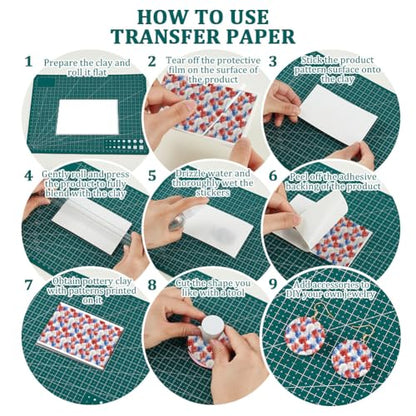 OLYCRAFT 24Pcs Independence Day Clay Transfer Paper 4 Styles Transfer Paper for Polymer Red Blue Flower Polymer Clay Transfer Sheets Floral Transfer Paper for Clay Earrings Jewelry Making - style: Independence Day