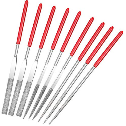 Mudder Miniature and Model Files, Includes Diamond Needle File Set(Round, Flat and Triangular,9 Piece)