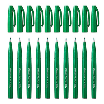Pentel Brush Sign Pen - Green (Pack of 10) - color: Green