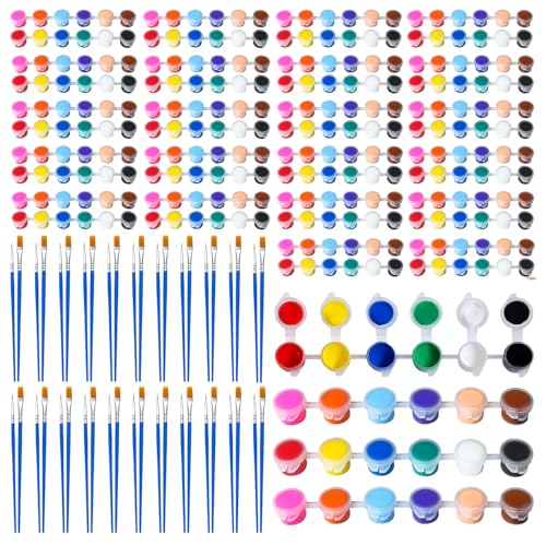 25 Pack Mini Acrylic Paint Set, 350 PCS Kids Paint Kit Container Strips Storage, 12 Colors Acrylic Paints Strips for Kids&Adults Craft Paint for Home Classroom Party Favors Paiting Gifts (350) (350)