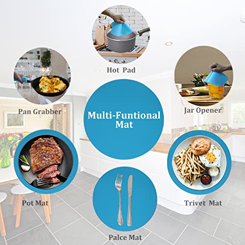 Silicone Microwave Mat 12 Inch, Non Stick Turntable Safe Baking Mat for Kitchen, Multi Purpose Heat Resistant Mat for Oven Trivet, Placemat 2 Pack(Blue) - color: Blue