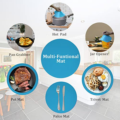 Silicone Microwave Mat 12 Inch, Non Stick Turntable Safe Baking Mat for Kitchen, Multi Purpose Heat Resistant Mat for Oven Trivet, Placemat 2 Pack(Blue) - color: Blue