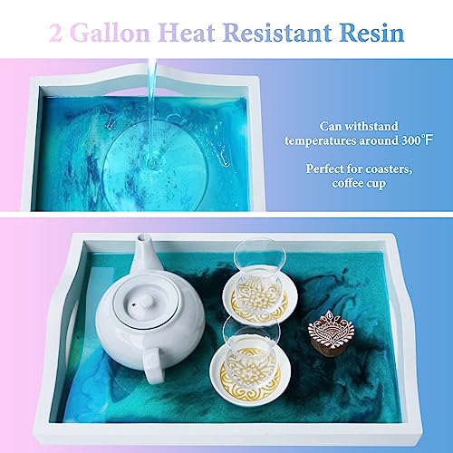 Epoxy Resin 2 Gallon - Crystal Clear Epoxy Resin Kit - Self-Leveling, High-Glossy, No Yellowing, No Bubbles Casting Resin Perfect for Crafts, Table Tops, DIY 1:1 Ratio - size: 2 Gallon Kit