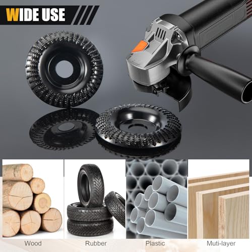 2Pcs Wood Carved Disc Grinder Grinding Wheel Disc 4 Inch, Wood Grinding Shaping Disc for Angle Grinder, for Angle Grinder for 5/8 Inch Mandrel