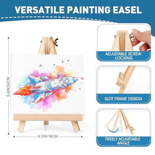 ESRICH 52PCS Acrylic Paint Canvas Set, Acrylic Painting Kit with 2 Set of 12 Colors Acrylics Paint,Paint Brushes,Canvas, Wooden Easels, Art Plates, Art Painting Supplies for Kids Adults Beginners - color: 24