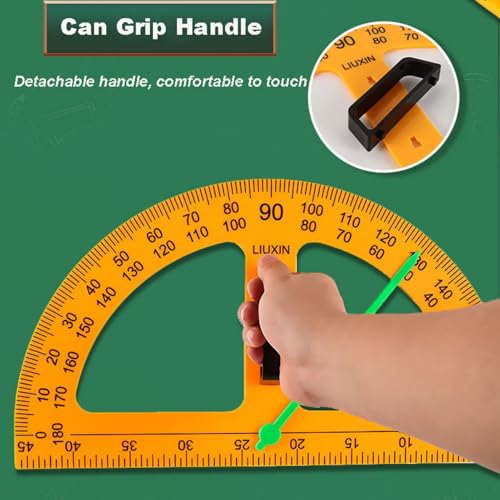 5PCS Magnetic Geometry Set, 60°45°Triangle Ruler Protractor Compass Set with Non Slip Handle, Large Geometry Ruler Drawing Tools for Teachers on Whiteboard Math Classroom - color: Ruler Compass Protractor Set of 5