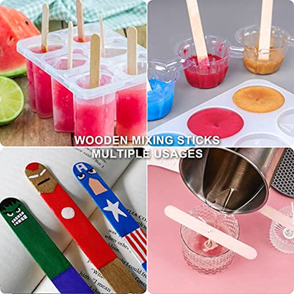 LET'S RESIN Epoxy Mixing Cups Kit,200Pcs, Plastic, 30ml Disposable Measuring Cups,50 Wooden Stirring Sticks for Paint Mixing, Jewelry Making - size: 30ML