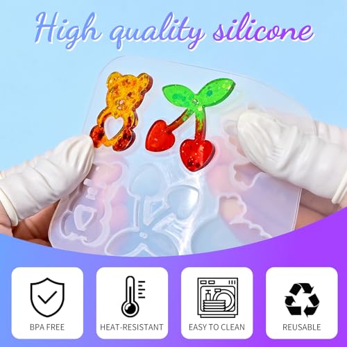 104Pcs Resin Molds Set for Women, Cute Designs with Accessories, Silicone Jewelry Molds for Resin Epoxy Keychain Earring Pendant Crafts Making - color: 104Pcs Resin Jewelry Molds