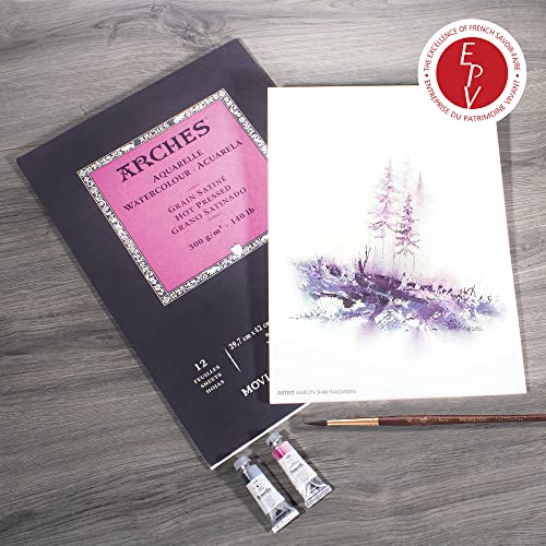 Arches Watercolor Pad 9x12 Inches 140lb/300gsm Hot Press, White - size: 9"x12", style: Hot Press