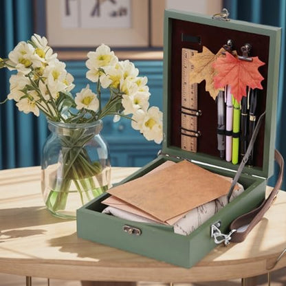 Art Easel Messenger Wood Box: Portable Travel Wooden Storage Box, Tabletop Painting Easel Art Case Bag for Painting, Drawing & Art Supplies, Sketching