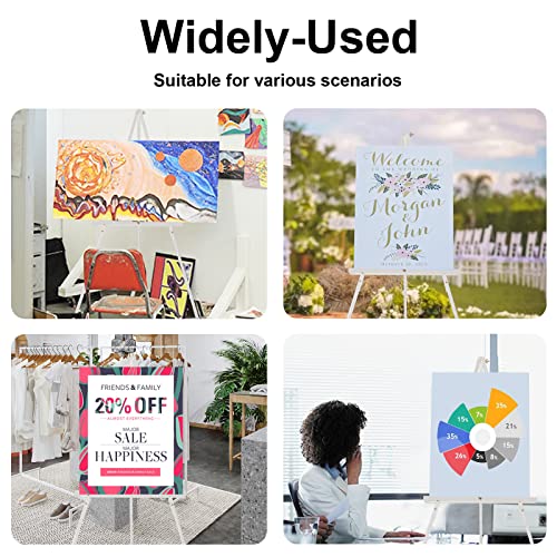 Falling in Art 65" A-Frame Tripod Easel Stand, Wooden Display Easel with Adjustable Canvas Holder, Floor Easel for Wedding Signs, Posters, Paintings, Artwork(White) 2 Pack - color: White-2 Pack