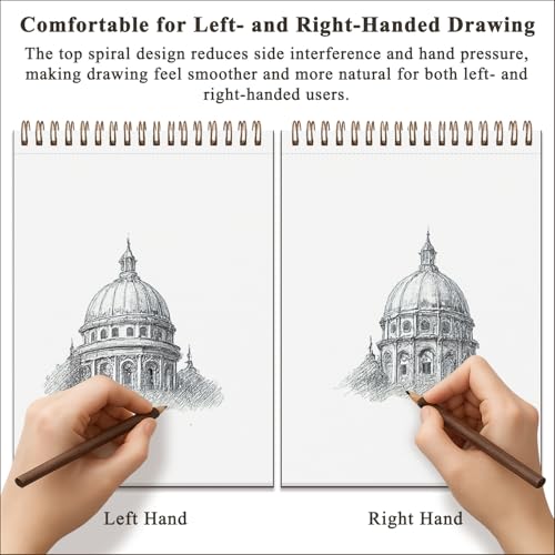 9 x 12 inches Sketch Book, Top Spiral Bound Sketch Pad, 4 Pack 100 Sheets Each (68lb/100gsm), Acid Free Art Sketchbook Artistic Drawing Painting Writing Paper for Kids Adults Beginners Artists - color: Brown, size: 9" x 12" (Pack of 4)