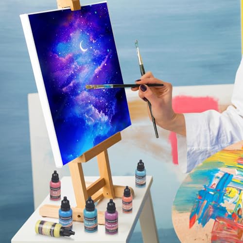 Airbrush Paint - 22 Colors with 2 Thinner Metallic Air Brush Paint Set, Ready to Spray Water-Based Opaque & Neon & Iridescent Acrylic Paint for Beginners Hobbyist, Air brush Paint Kit, 20 ml/Bottle