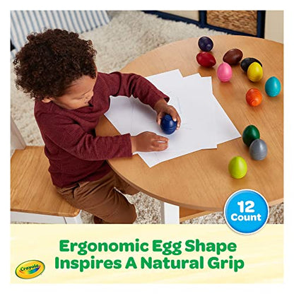Crayola Large Egg Crayons (12ct), Classroom Must Haves, Teacher School Supplies for Toddlers, Kindergarten & Elementary, Ages 1+