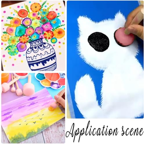 30Pcs 4 Size Round Sponges Brush Set Round Foam Brushes with Wooden Handle Pink Circle Foams Stippling Stenciling Decorating Tools Paint Sponges for Painting Staining DIY Art Crafts Adult - style: Style 4
