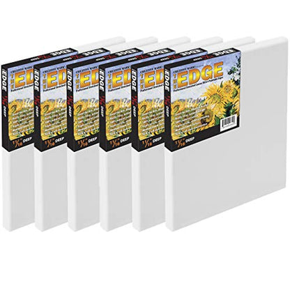Creative Mark The Edge Deluxe Cotton Stretched Canvas for Painting, 6x6", 6-Pack, 14oz. Primed Weight, Universal Archival Priming, Medium Tooth, Artwork Canvas for Painters of All Levels