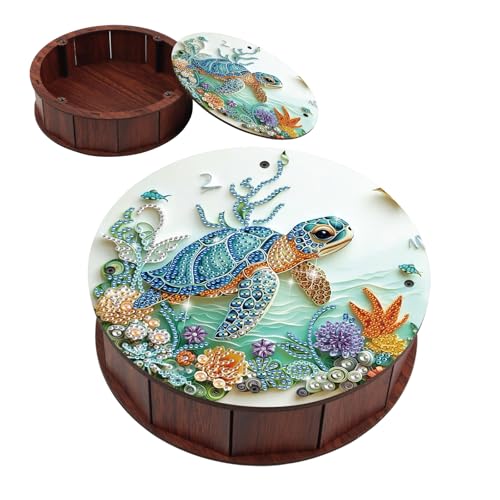 DIY Diamond Painting Fruit Bowl Storage Box, Turtle Decorated Tray Diamond Painting Craft Set, for organising Desk Items, a Versatile and Creative Handmade Gift - color: sea turtle