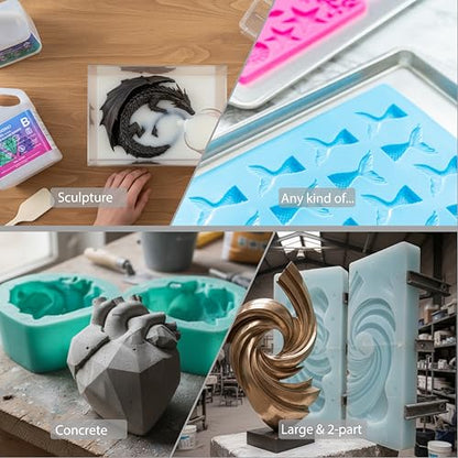 BBDINO Silicone Mold Making Kit 40A High Hardness Liquid Platinum Silicone for Molds Crafting and Silicone Casting Strong Strength Transparent 2.42 Lbs - color: 2.42 lbs