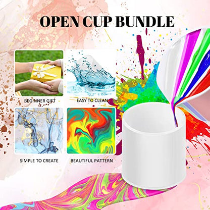 4 Pcs Open Cup Bundle for Acrylic Paint Pour Silicone Leaky Floating Open Cups Acrylic Paint Pouring for DIY Resin, White
