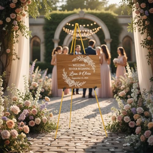 MXG 66" Adjustable Easel Stand for Painting, Sign Display | Portable & Foldable Metal Tripod Stand with Carrying Bag, for Canvas,Whiteboard,Wedding,& Gallery - color: yellow