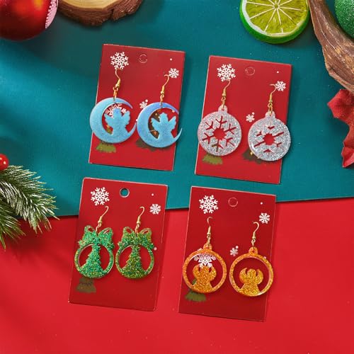 6 Pack Christmas Resin Earring Molds with Holes, Various Moon Round Shapes Snowflake Snowman Christmas Tree Elk Gingerbread Man Silicone Mold for DIY Making Earring Pendant Jewelry Gift - color: 6 Pcs Moon Round Shapes Christmas Earring Mold
