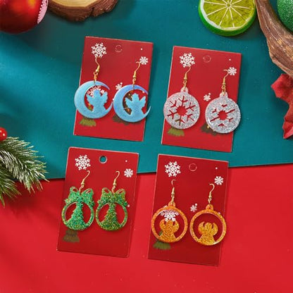 6 Pack Christmas Resin Earring Molds with Holes, Various Moon Round Shapes Snowflake Snowman Christmas Tree Elk Gingerbread Man Silicone Mold for DIY Making Earring Pendant Jewelry Gift - color: 6 Pcs Moon Round Shapes Christmas Earring Mold
