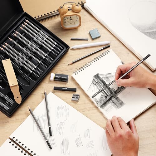 Mr. Pen- Drawing Sketching Pencil Set, 25 pcs, Graphite Pencils (10B-6H) | Graphite Sticks, Erasers, Sharpener, Blending Stump & Sandpaper Pad for Drawing, Shading & Art Projects - size: 25 pcs