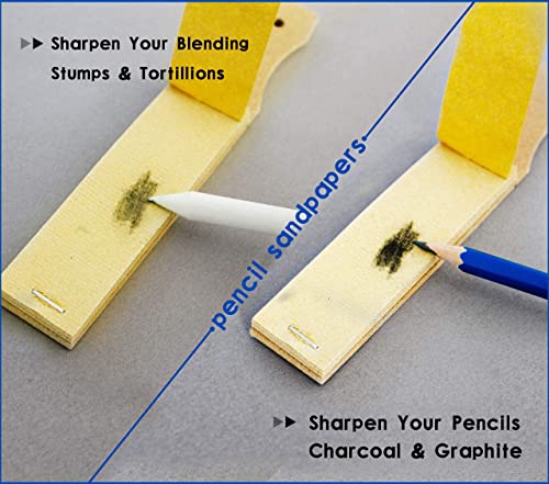 N NOROCME 12 PCS Blending Stumps and Tortillions Paper Art Blenders with Sandpaper Pencil Sharpener Pointer for Student Artist Charcoal Sketch Drawing Tools - size: 13 Pcs