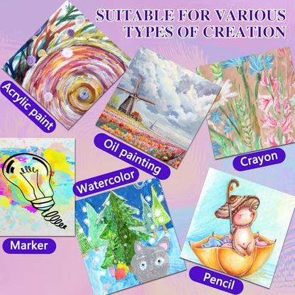 ESRICH 4 Pack Mini Canvases for Painting 5x5In, 5/8''Profile Small Square Canvases, Primed Cotton Small Stretched Canvas for Kids' Painting Supplies Such as Painting Parties,School&Home Decor Projects - size: 5x5in