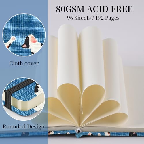 E-WEICHEN Square 4.8x4.8 inches 80gsm 96sheets/192 Pages Notebooks Blank Sketchbooks Travel Journal Pocket Hardcover Paint Writing Diary Memo Planner Cloth Cover. Cow Cat - color: Cloth Cover-4.8x4.8in-Cow Cat