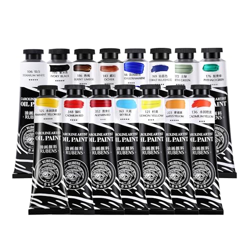 rubens Oil Paints Set 15 Colors, 2 OZ Large Tubes Oil Paints for Canvas, Professional Oil Colors with Thicker Creamy Texture, High Saturation, Art Supplies for Artists, Beginners - color: 15 Colors-C
