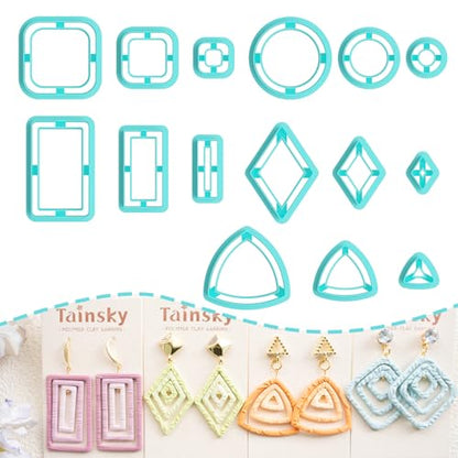Tainsky Organic Shapes Clay Cutters for Polymer Clay Jewelry, 15 Shapes Basic Shapes Polymer Clay Cutters for Earrings - color: Basic-A