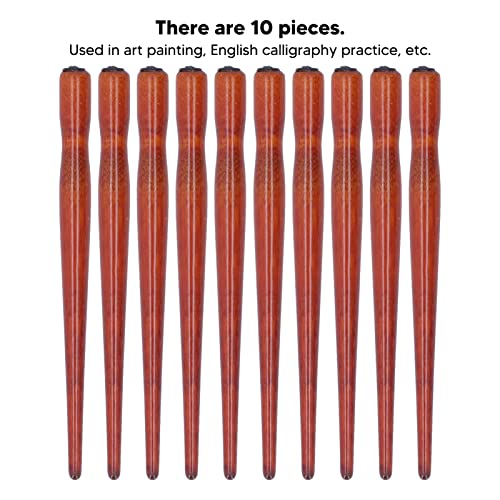 HERCHR 10 Pcs Nib Pen Holder, Comfortable Wooden Comic Dip Pen Nib Holder Set for Beginners Professionals Art Painting Calligraphy Writing Drawing Signing (Mahogany) - color: Mahogany