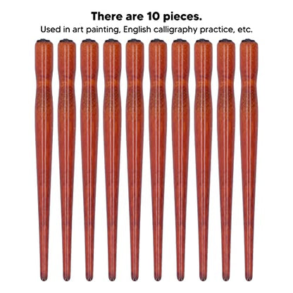 HERCHR 10 Pcs Nib Pen Holder, Comfortable Wooden Comic Dip Pen Nib Holder Set for Beginners Professionals Art Painting Calligraphy Writing Drawing Signing (Mahogany) - color: Mahogany