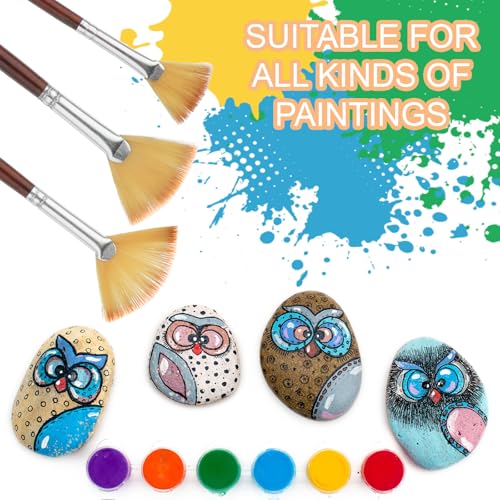 18 Pcs Fan Paint Brushes, Artist Painting Brush Set Professional Soft Anti-Shedding Nylon Brush Wooden Handle Oil Acrylic Brush Suitable for Acrylic Painting, Oil Watercolor Painting - color: Brown