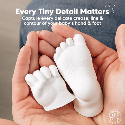 KeaBabies Baby Casting Kit Hands and Feet Mold - 3D Newborn Hand Casting Kit & Stylish Wood Base,Easy DIY Infant Foot Molds 0-9 Months,First Christmas & Baby Keepsake Shower Gifts(Round,Alpine White) - color: Alpine White, style: Round