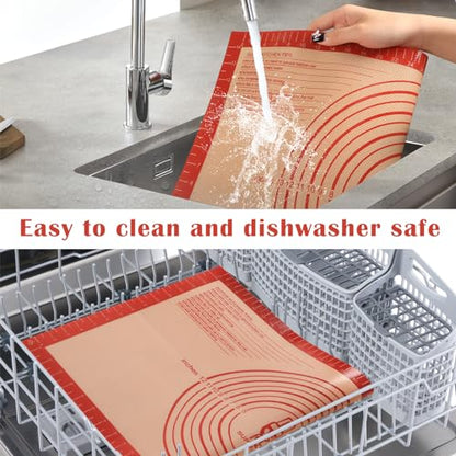 Non-slip Silicone Pastry Mat Extra Large with Measurements 28''By 20'' for Silicone Baking Mat, Counter, Dough Rolling, Oven Liner,Fondant/Pie Crust By Folksy Super Kitchen Red - size: 28"L x 20"W